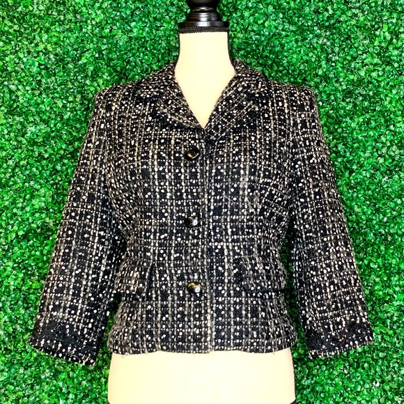 Express Design Studio Bouclé Jacket with 3/4 Sleeves, Size 8 - Picture 1 of 4